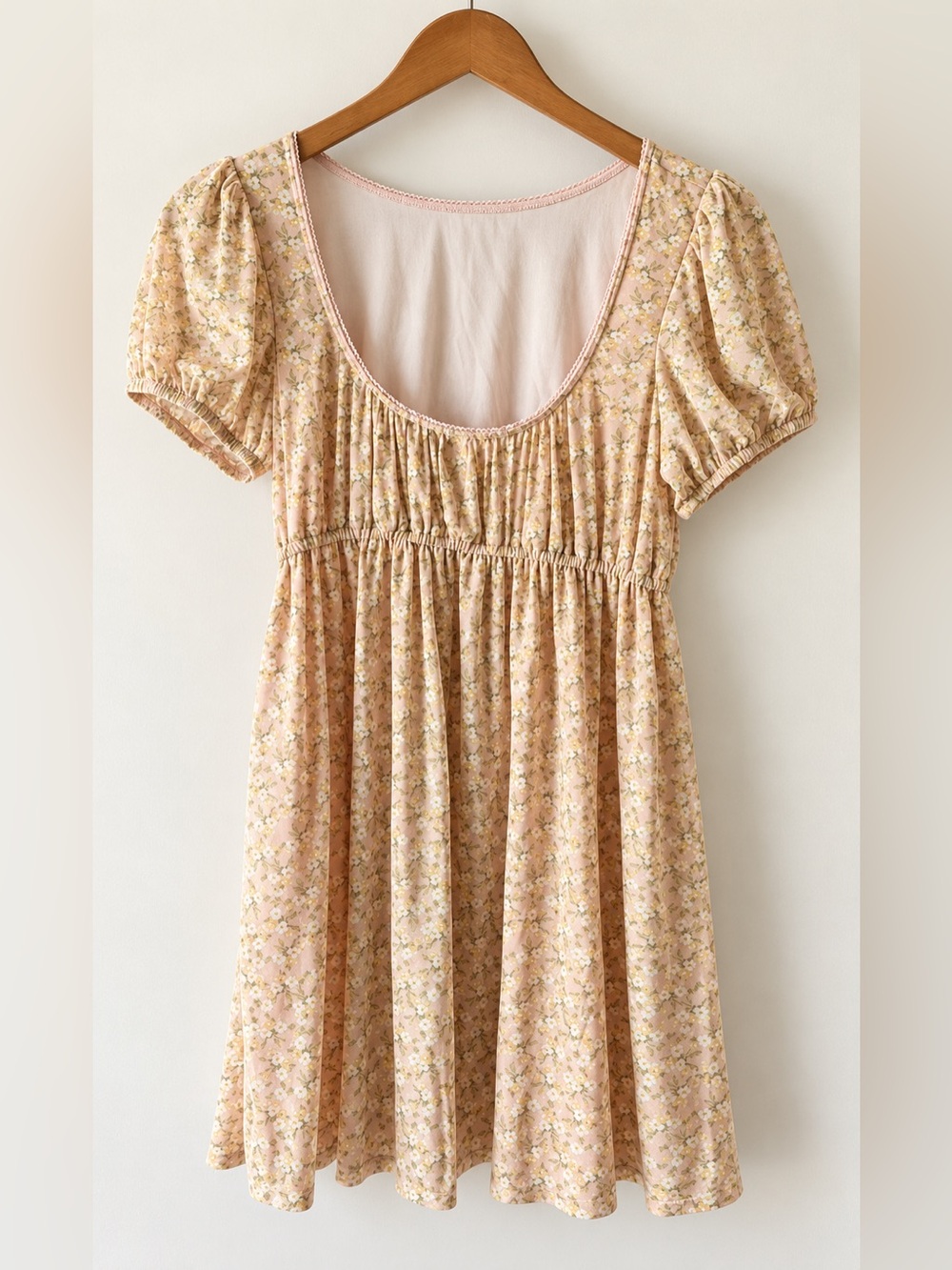 Altar’d State Peach Ditsy Floral Puff Sleeve Mini Dress | Milkmaid NWT M #2367